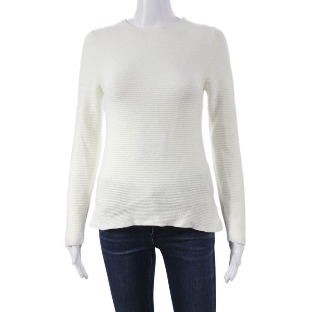 Gran Sasso Women Striped Wool Round Neck Pullover Long Sleeve White Size 38